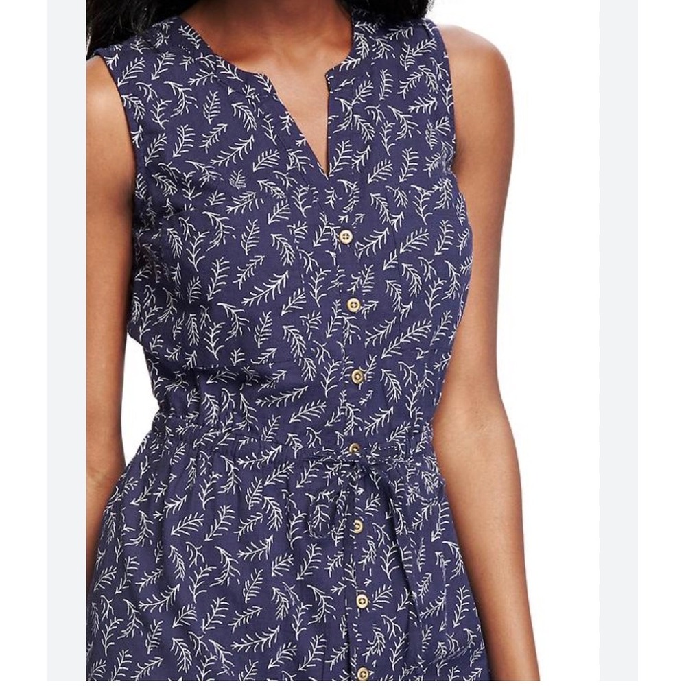 Old Navy 100% cotton blue‎ preppy botanical summer print sleeveless staple dress